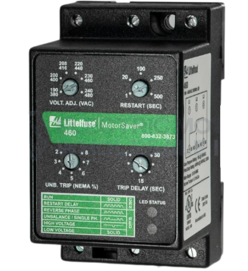 Relé de protección MotorSaver SymCom 460 de Littelfuse.