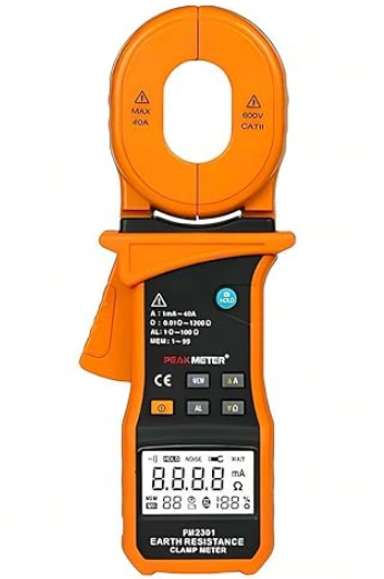 Medidor de abrazadera de resistencia a tierra MS2301 Probador de tierra Rango automático 40A RMS Alta sensibilidad Multifunción Resistencia Aislamiento Probador Abrazadera Probador de puesta