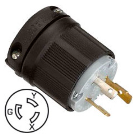 Clavija industrial de seguridad 1/4 de giro 20 y 30a nema 15200 ebchq P103736