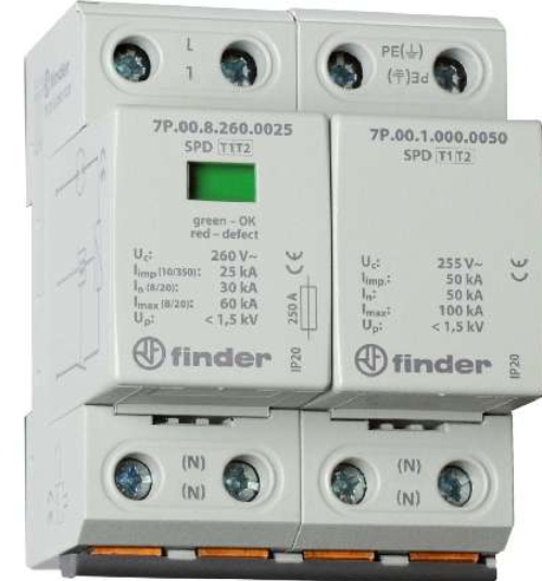 Descargador de sobretensiones tipo 1/2, TN-S/TT 7P.02.8.260.1025