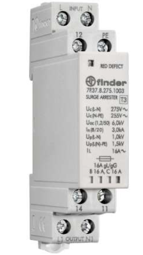 Descargador de sobretensiones SPD tipo 3, monofásico. 7P.37.8.275.1003