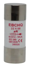 FUSIBLE DE ACCIÓN RAPIDA 22.2X58MM 55A/600VAC