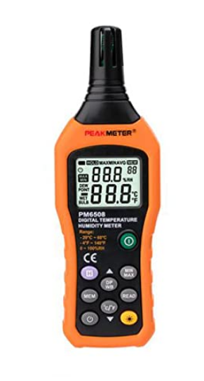 PEAKMETER PM6508 - Termómetro higrómetro digital de humedad y temperatura probador de estación meteorológica