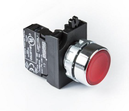 CM260DK | PULSADOR ROJO Ø22MM, BASE DE METAL