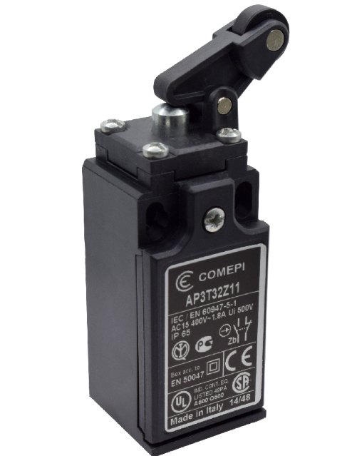 AP3T32Z11 — SWITCH INDUSTRIAL UNIDIRECCIONAL 1NA+1NC, 3A 400VCA DE BRAZO LATERAL DE RODILLO