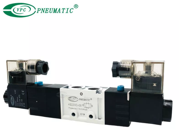 Válvula Solenoide de Control Doble de 5 Puertos y 3 Posiciones Serie 4S