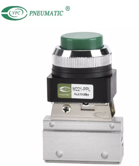 Válvula mecánica serie M221, 2 posiciones, 2 puertos, botón convexo