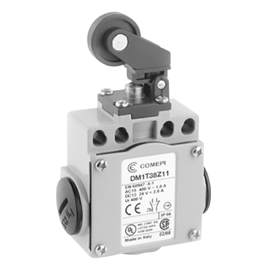 DM1-T38Z11 — MICROSWITCH DE FINAL DE CARRERA PALANCA, Y ROLDANA PLASTICA (NYLON) 1NA+1NC, 24V/10A, 120V/6A, 230V/2.1A, 240V/3A