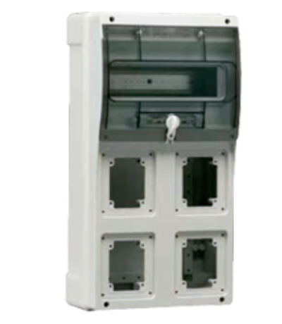 Tablero con ventana transparente para instalacion de tomas de incrustar topter 4x10, 16a y 32a - ip66 579824 palazzoli P101571