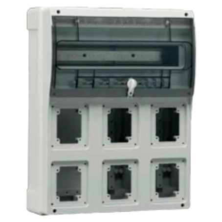 Tablero con ventana transparente para instalacion de tomas de incrustar topter 6x16, 16a y 32a - ip66 579826 palazzoli P101427