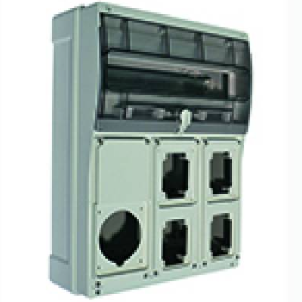 579865 |TOPTER CUADRO VENTANA TRANSPARENTE 4 BASES EMPOTRABLES + 63A IP66